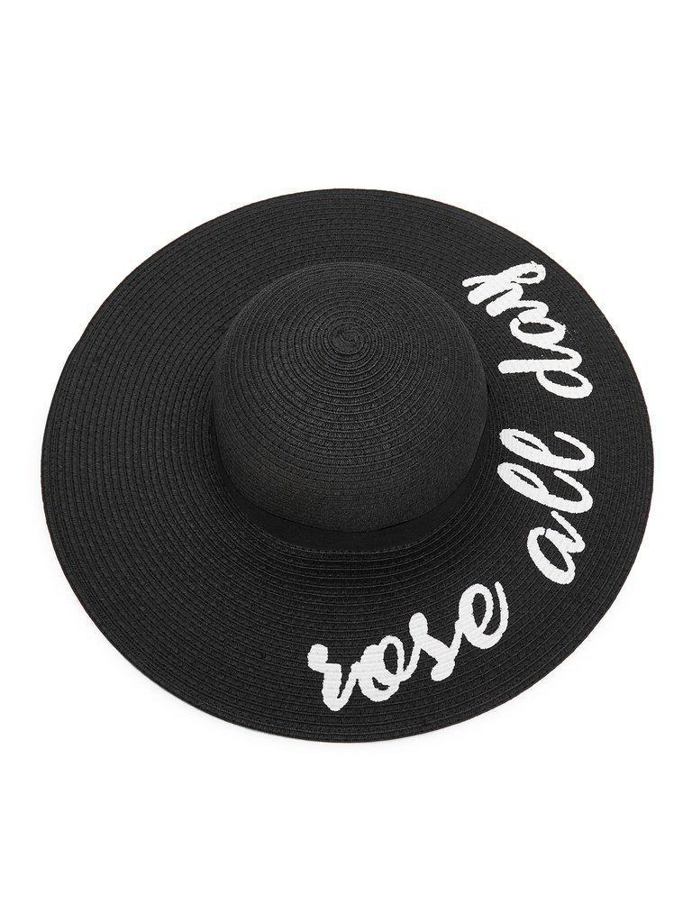 Letter Print Wide Brim Straw Hat-accessories-Des Mess