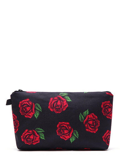 Rose Flower Print Makeup Bag-makeup-Des Mess