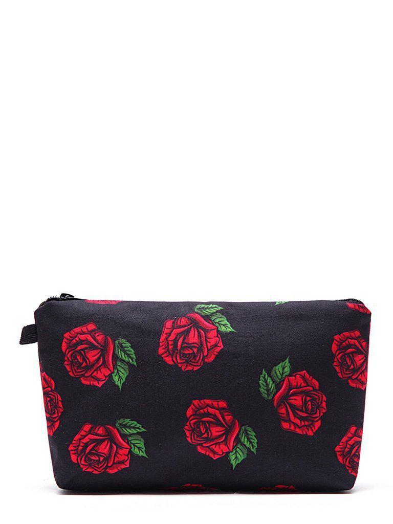 Rose Flower Print Makeup Bag-makeup-Des Mess