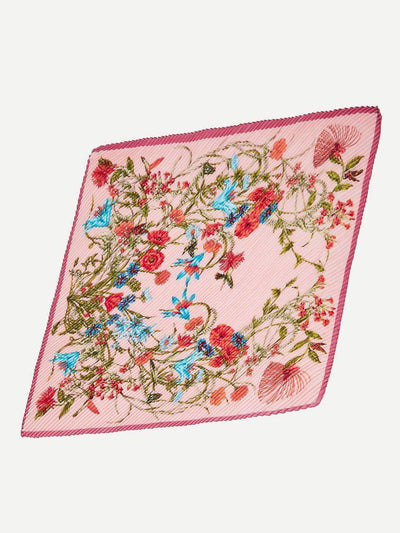 Flower Print Pleated Scarf-accessories-Des Mess