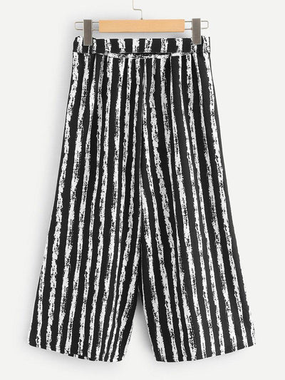 Vertical-Stripe Self Tie Wide Leg Pants-bottom-Des Mess