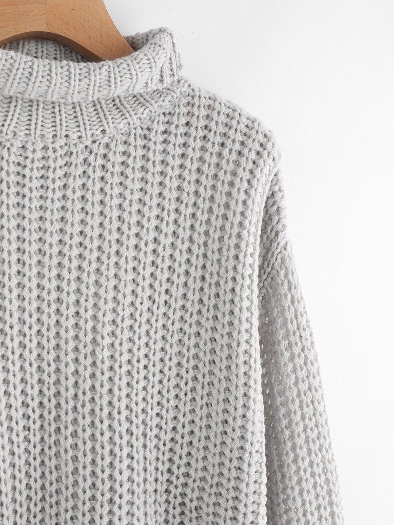 Turtle Neck Drop Shoulder Jumper-outerwear-Des Mess