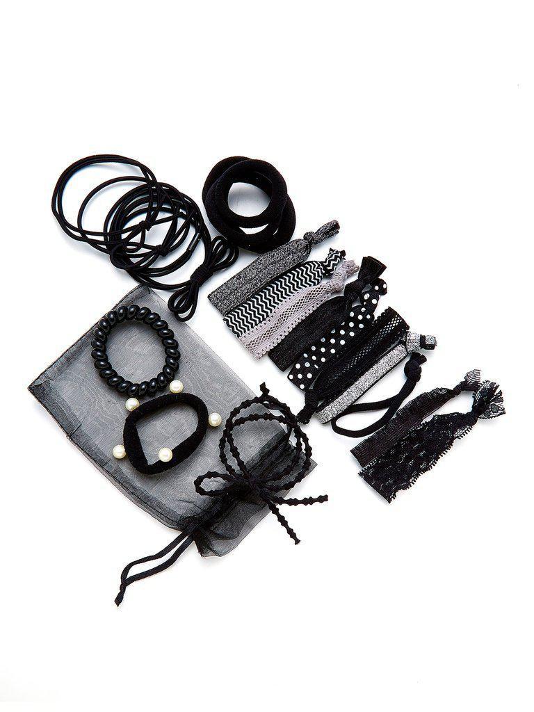 Faux Pearl & Knotted Hair Tie 20pcs With Mesh-hair-Des Mess