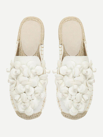 Floral Appliqued Cap Toe Flats-shoes-Des Mess