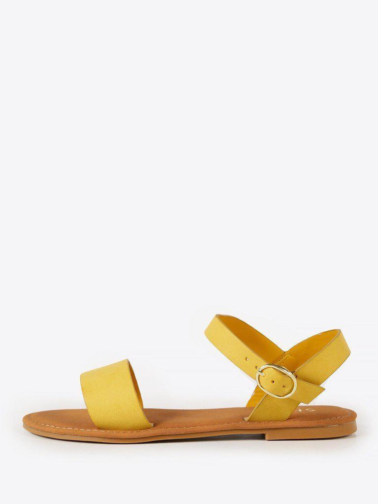 Single Band Ankle Strap Sandal MUSTARD-shoes-Des Mess