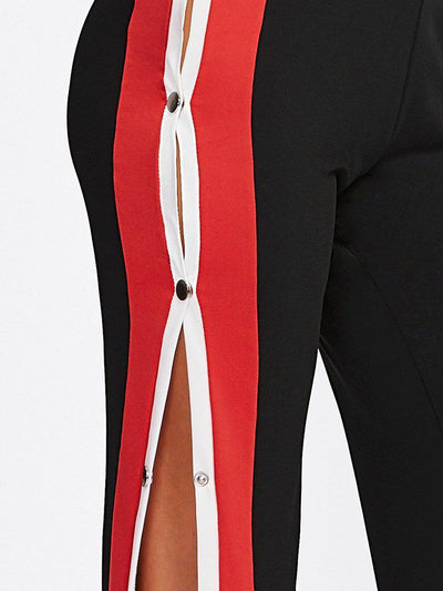 Tape Button Side Pants-bottom-Des Mess
