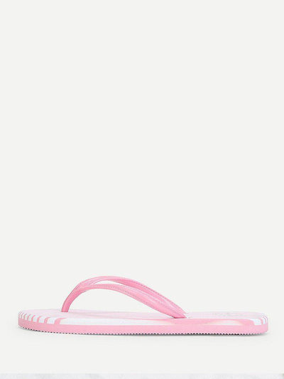 Striped Design Toe Post Slippers-shoes-Des Mess