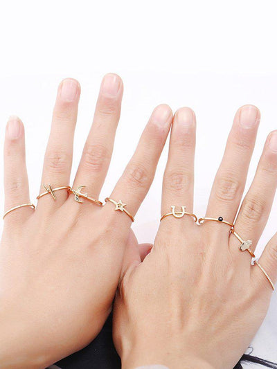 Bird & Star Design Ring Set-jewelry-Des Mess