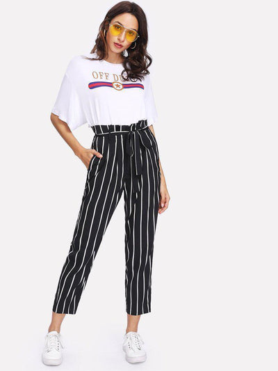 Self Belt Striped Pants-bottom-Des Mess