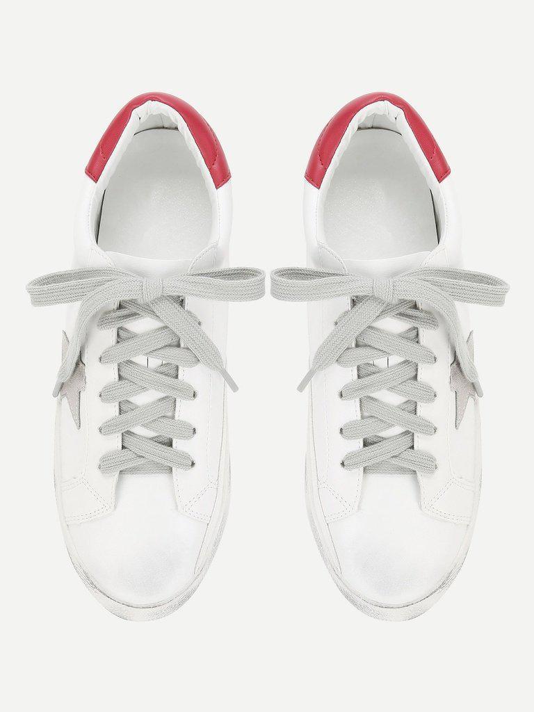 Star Design Lace Up Splice Sneakers-shoes-Des Mess