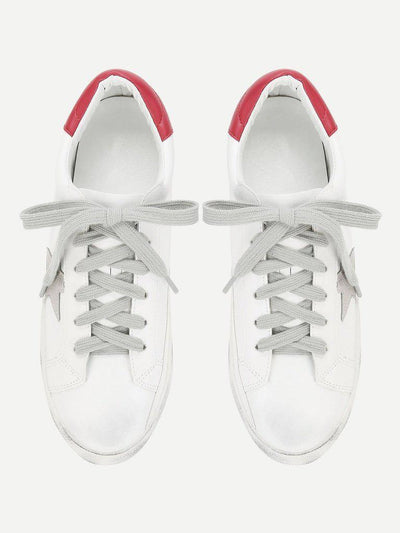 Star Design Lace Up Splice Sneakers-shoes-Des Mess