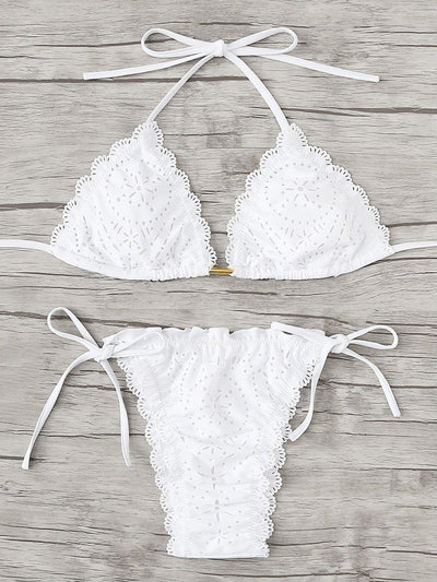 Laser Cut Scalloped Trim Bikini Set--Des Mess