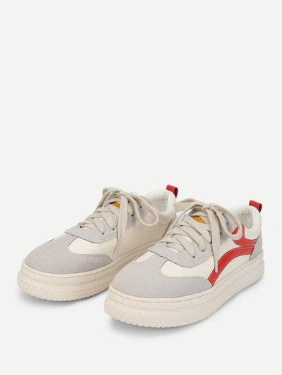 Lace Up Splice Platform Sneakers-shoes-Des Mess