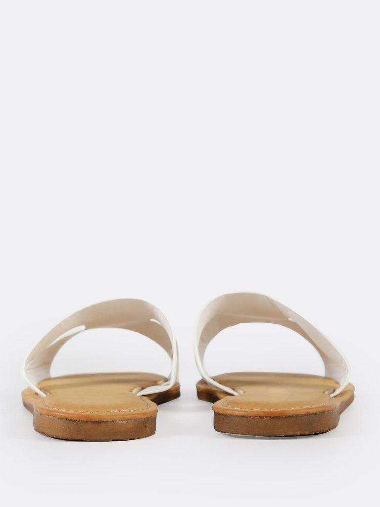 H Cutout Open Toe Slide Sandals WHITE-shoes-Des Mess