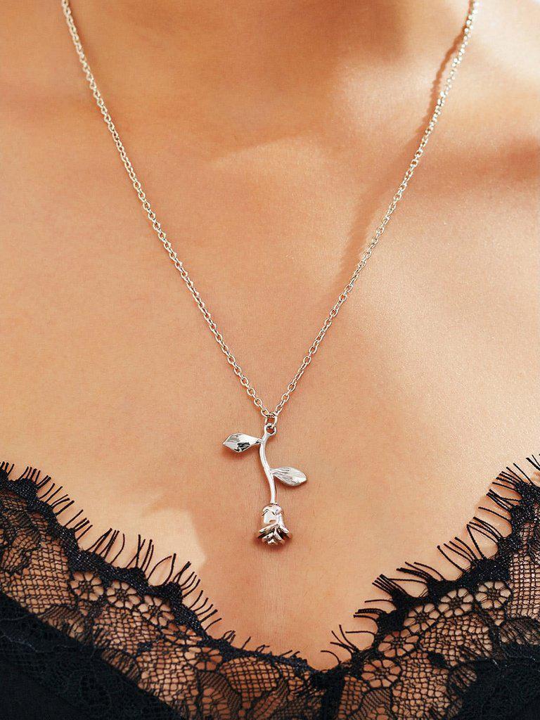 Rose Pendant Link Necklace-jewelry-Des Mess
