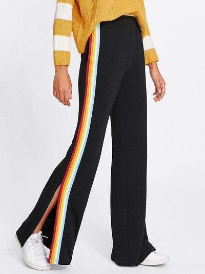 Rainbow Tape Side Split Pants-bottom-Des Mess