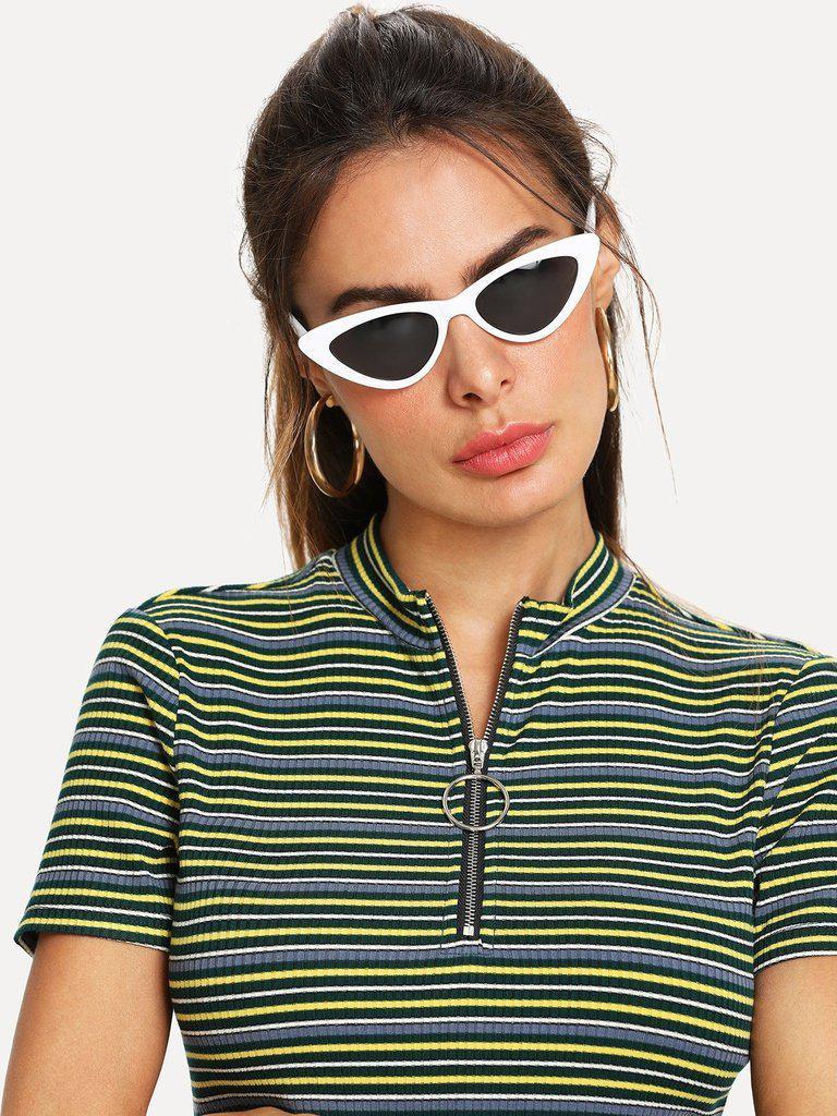 Contrast Frame Cat Eye Sunglasses-accessories-Des Mess