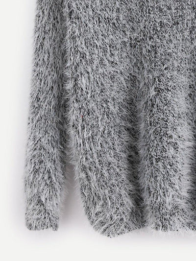 Fuzzy Chunky Knit Sweater-outerwear-Des Mess