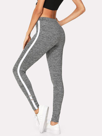 Grommet Detail Contrast Panel Leggings-bottom-Des Mess
