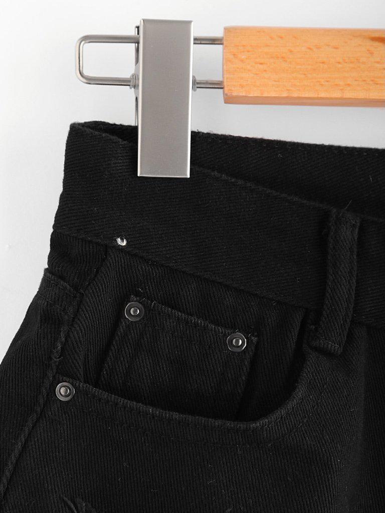 Ripped Frayed Hem Denim Shorts-bottom-Des Mess