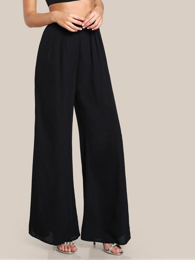 Box Pleated Palazzo Pants-bottom-Des Mess