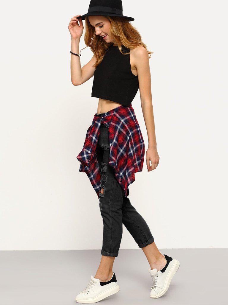Basic Ripped Jeans-bottom-Des Mess
