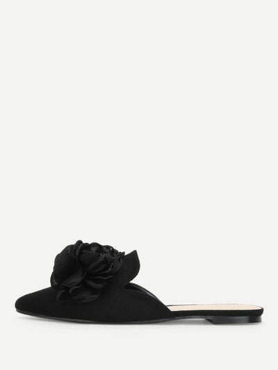 Flower Applique Flat Mules-shoes-Des Mess