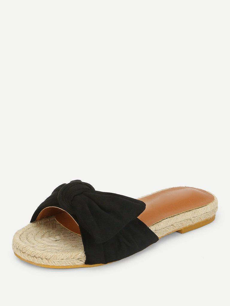 Bow Decorated Espadrille Flat Sandals-shoes-Des Mess