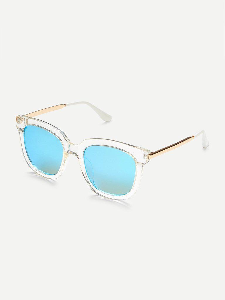 Clear Frame Mirror Lens Sunglasses-accessories-Des Mess
