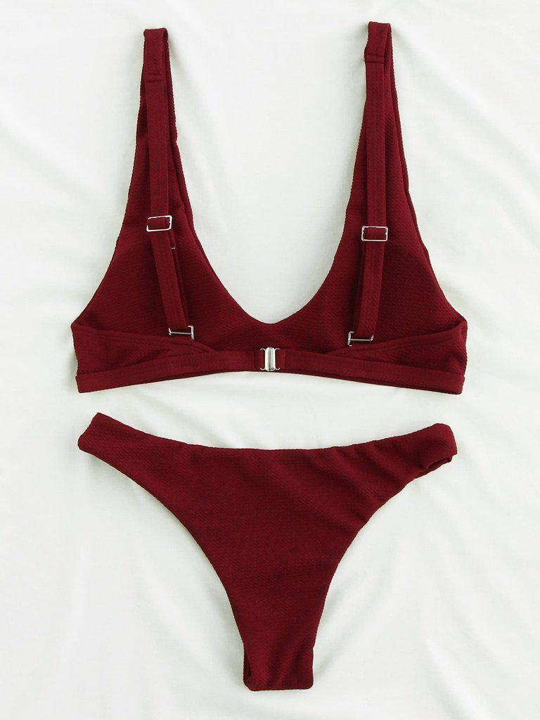 Plunge Neckline Open Back Bikini Set-swimwear-Des Mess