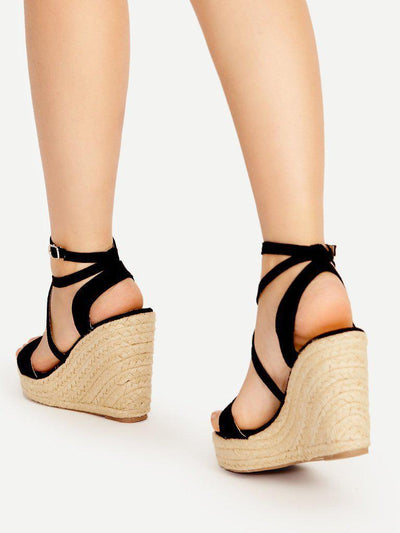 Cross Strap Espadrille Wedges-shoes-Des Mess