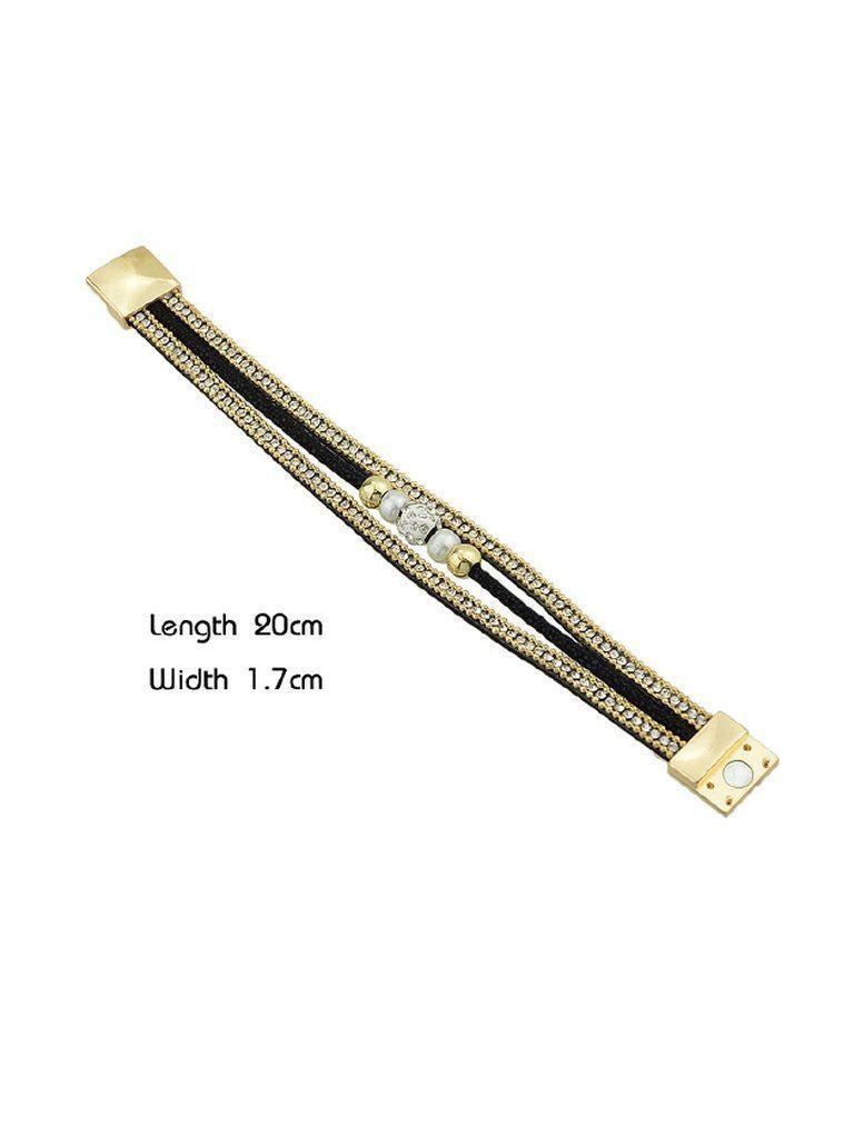 Multilayer Bracelet Wristband With Rhinestone Decoration--Des Mess