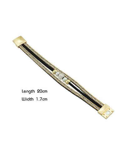 Multilayer Bracelet Wristband With Rhinestone Decoration--Des Mess
