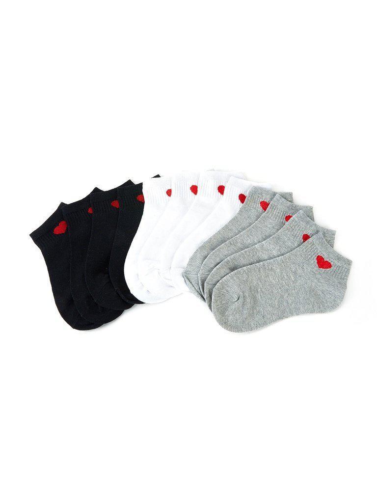 Heart Pattern Detail Ankle Socks 6pairs-accessories-Des Mess
