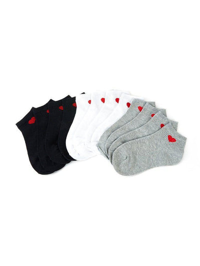 Heart Pattern Detail Ankle Socks 6pairs-accessories-Des Mess