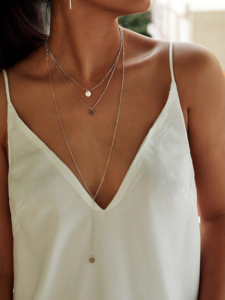 Sequin Pendant Design Chain Necklace Set-jewelry-Des Mess