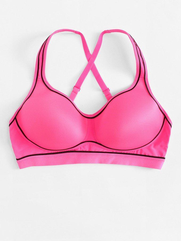 Contrast Seam Cross Back Sports Bra-sportswear-Des Mess
