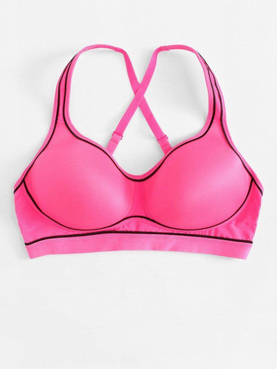 Contrast Seam Cross Back Sports Bra-sportswear-Des Mess