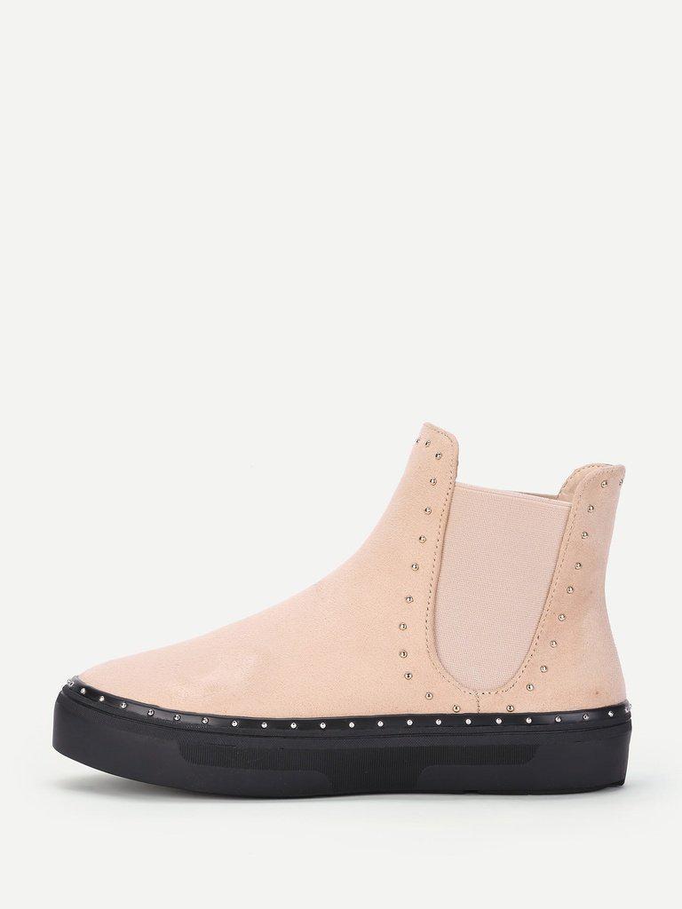 Studded Detail Flatform Chelsea Boots-shoes-Des Mess