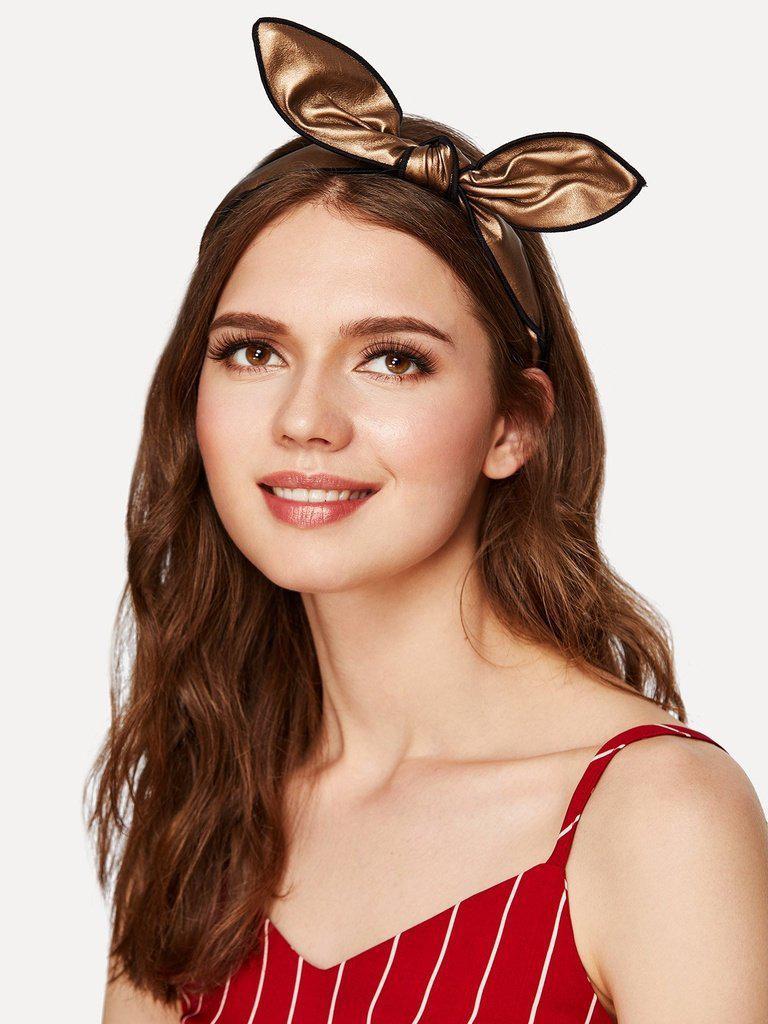 Contrast Trim Bow Tie Headband-hair-Des Mess