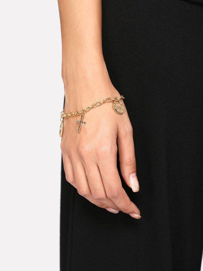 Snowflake & Cross Charm Link Bracelet--Des Mess