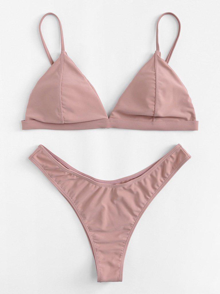 Halter Neck Triangle Bikini Set-swimwear-Des Mess