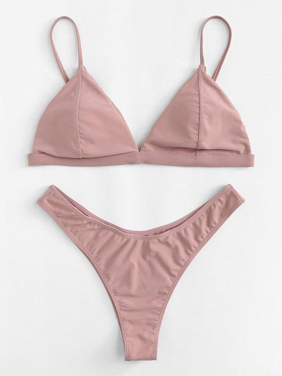 Halter Neck Triangle Bikini Set-swimwear-Des Mess