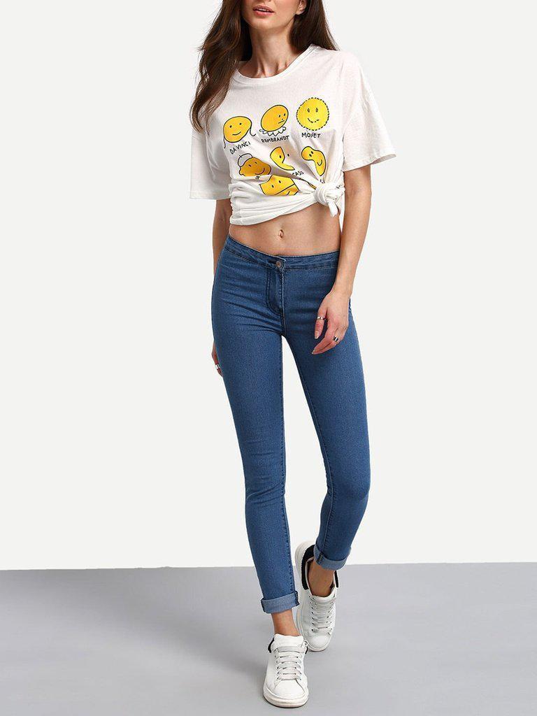 High Waist Denim Slim Pant-bottom-Des Mess