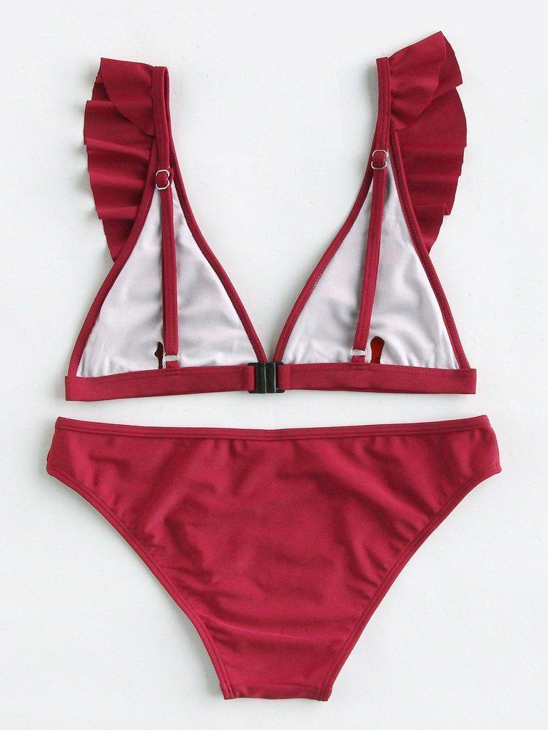 Ruffle Detail Adjustable Strap Bikini Set-swimwear-Des Mess