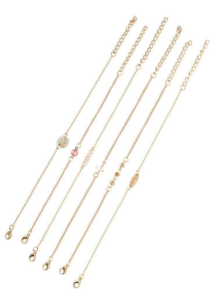 Gold Tone Embellished Link Bracelet Set--Des Mess