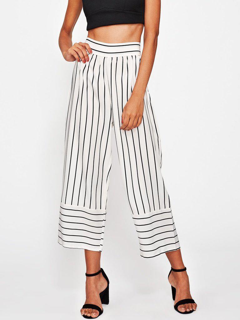 Striped Wide Leg Pants-bottom-Des Mess