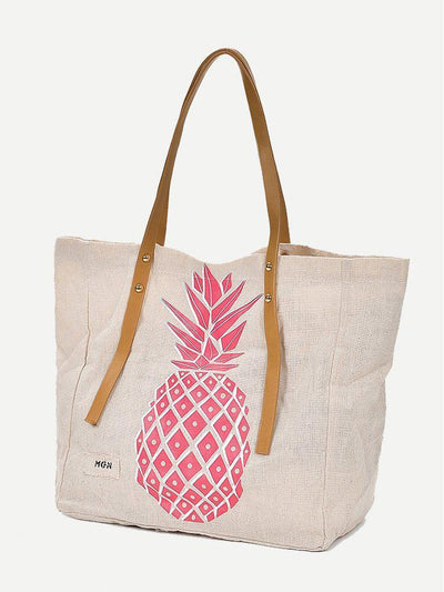 Pineapple Print Tote Bag-accessories-Des Mess