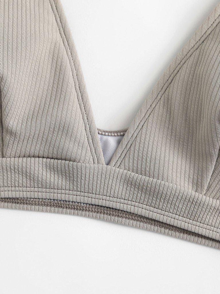 Crisscross Solid Bikini Set-swimwear-Des Mess