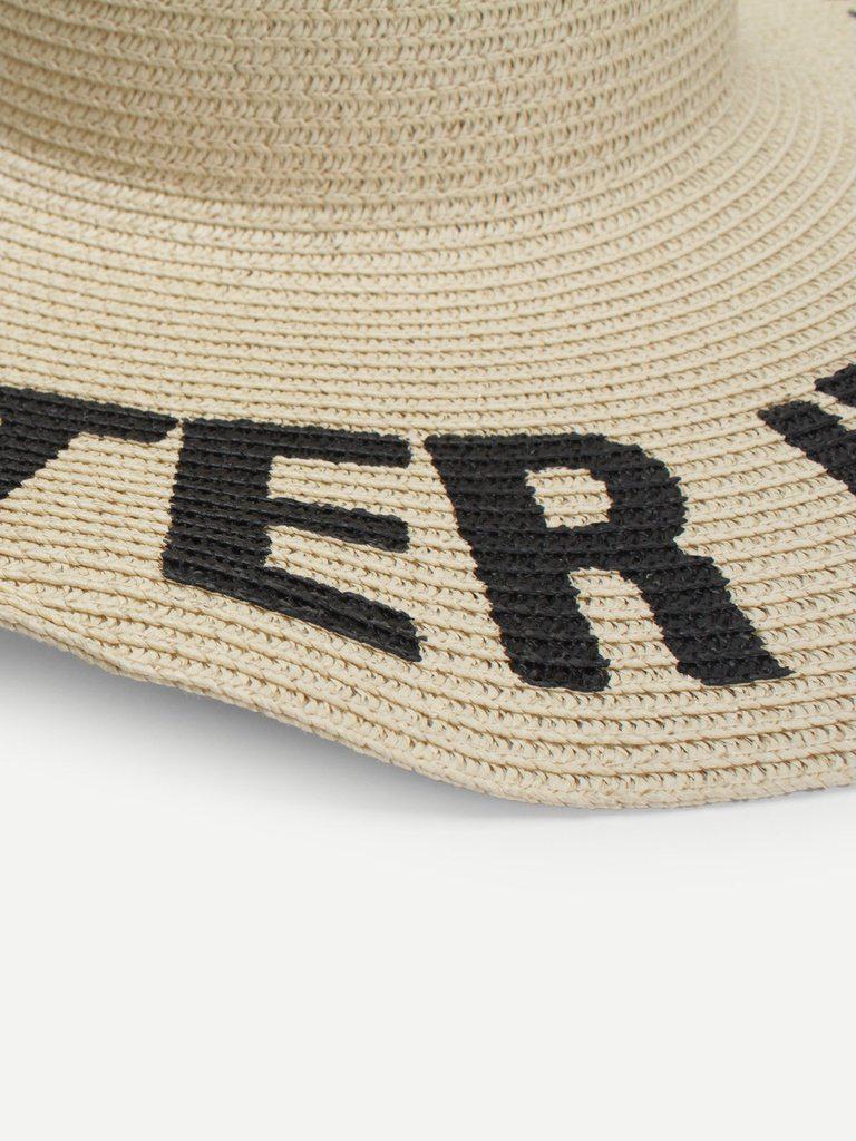Letter Print Wide Brim Straw Hat-accessories-Des Mess